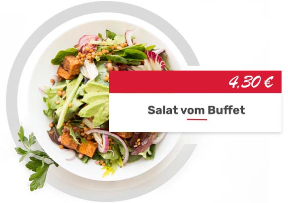 Probieren Sie unseren leckeren Salat von unserem Buffet